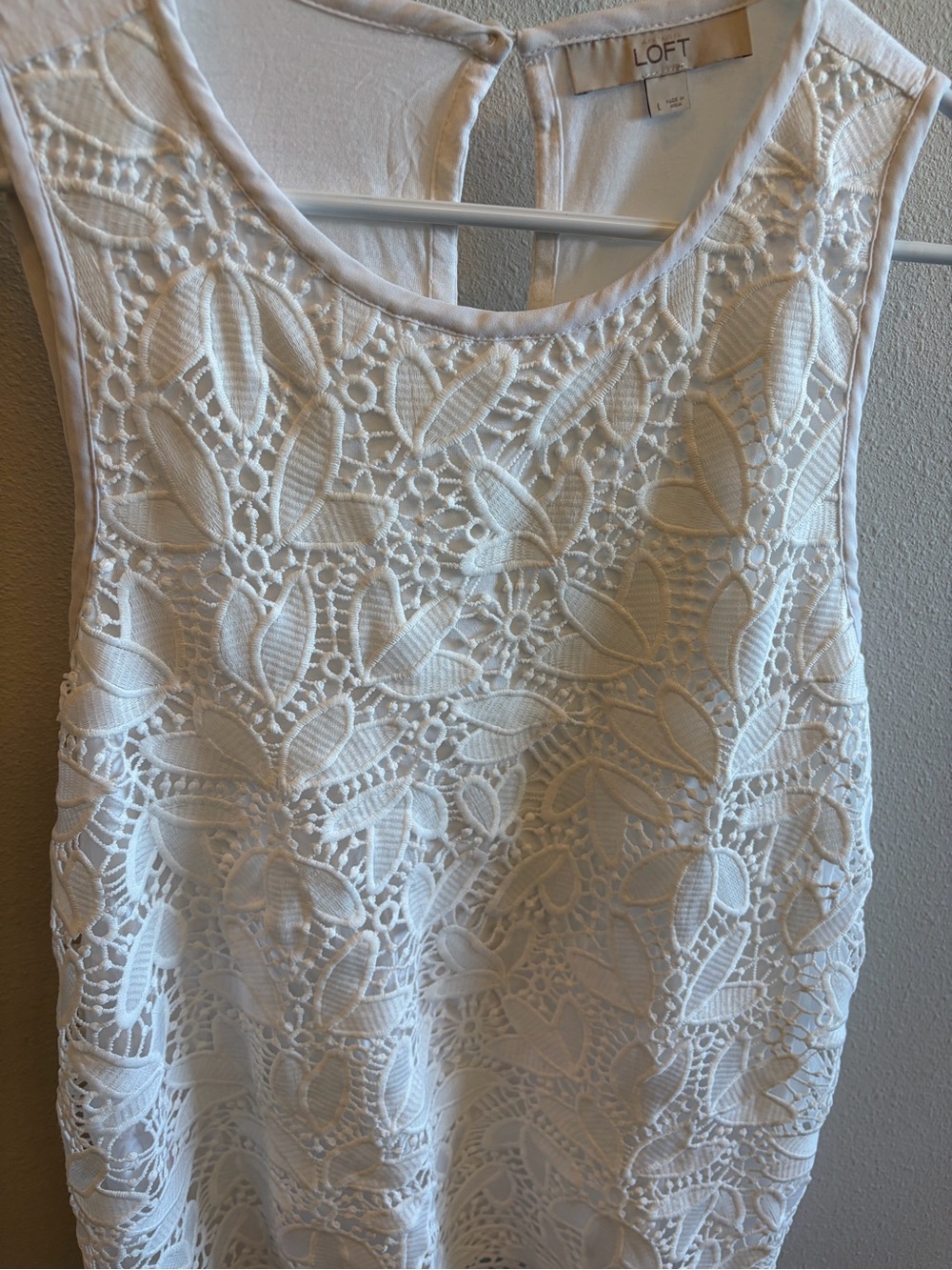 LOFT Cream Lace Sleeveless Shift Dress